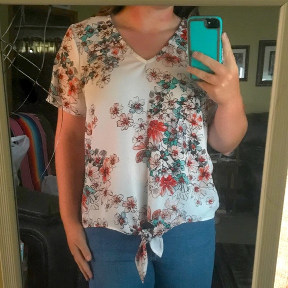 Floral Tie Top - Picture 1 of 1